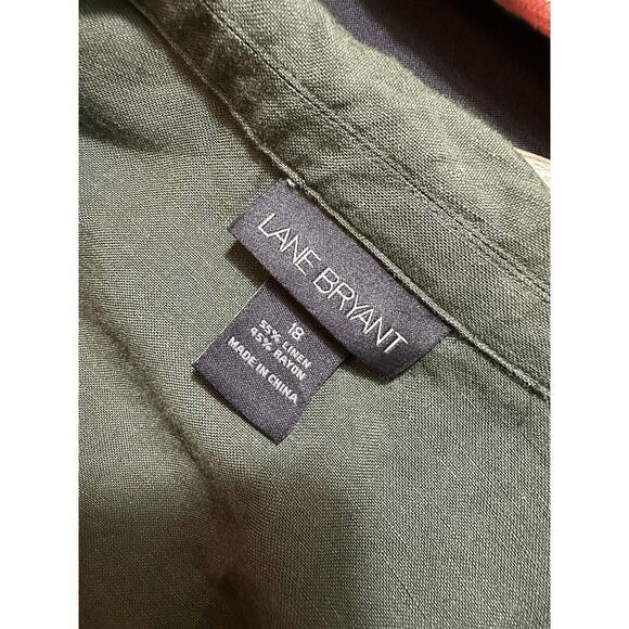 Lane Bryant Women's Linen Blend Green Utility Lagenlook Short‎ S Jacket Size 18 - Picture 5 of 5